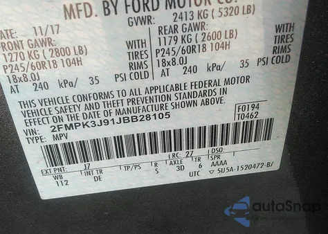 2018 Ford Edge Sel from USA, damaged, VIN 2FMPK3J91JBB28105
